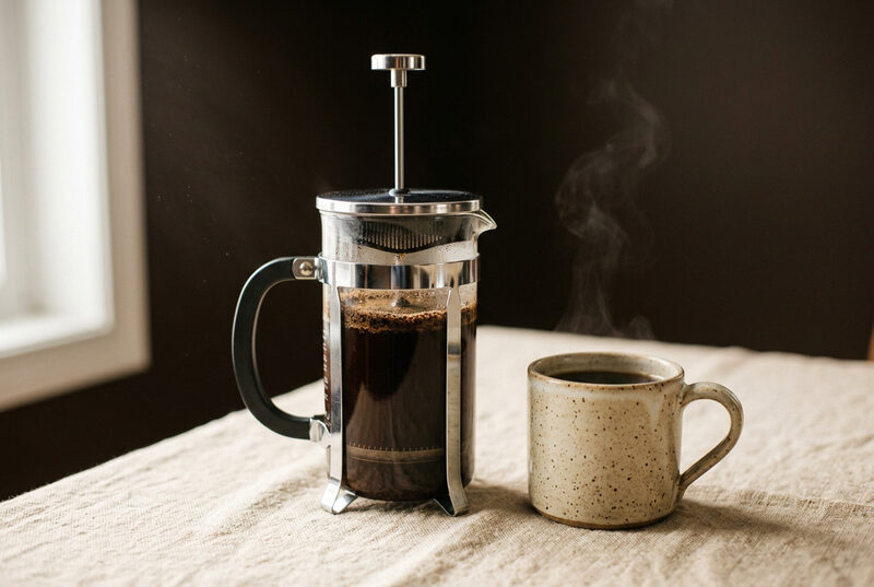 French press with rich body